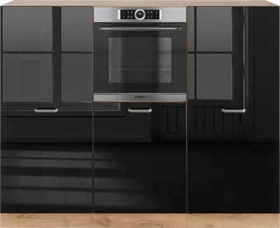 Produktbild von Einbauküche  Vicco R-Line Schwarz Hochglanz/Goldkraft Eiche 180 cm ohne Arbeitsplatte, Model 40977