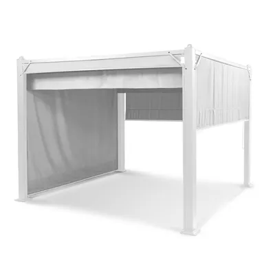 Produktbild von Blumfeldt Pavillon 3x3m, Rostfreier Metall-Pavillon mit Einziehbarem Dach & Seitenwänden, Pavillon Wasserdicht, Stabil & Winterfest, Langlebige Pergola Freistehend, Gartenpavillon mit UV-Schutz