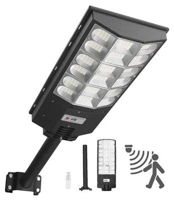 Obrázek produktu pro VEVOR Solární pouliční lampa 900000 LM, pouliční lampa 12 kW, solární svítidlo s čidlem soumraku, LED reflektor s pohybovým čidlem, IP65, širokoúhlé venkovní osvětlení, pro příjezdové cesty a dvory