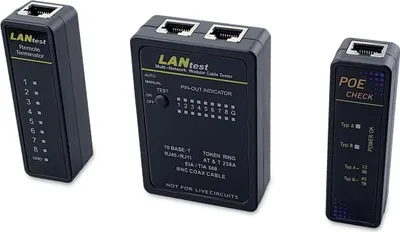 Produktbild von Equip Kabeltester Netzwerk f. RJ45/RJ11/RJ12/BNC Kabel sw