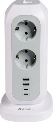 Productafbeelding van VERBATIM 49547 Stopcontacten-toren - EUPT-01, kabel 2 meter, wit