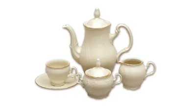 Obrázok produktu pre Kávová súprava, karlovarský porcelán Thun Bernadotte, zlatý pruh, slonová kosť, 15 kusov