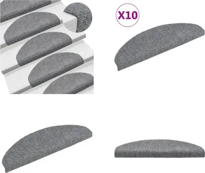 Immagine prodotto di vidaXL Tappetini autoadesivi per scale 10 pz. Grigio chiaro 65x21x4 cm - Tappetini per scale - Tappetini per scale - Tappeti per scale - Decorazioni per scale