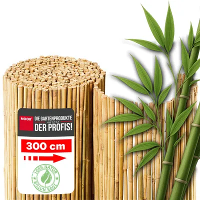 Produktbild von NOOR Bambusmatte BAHIA 100x300 cm - natürlicher Sicht- & Windschutz aus massivem Bambus für Balkon, Terrasse & Garten - extra stabil
