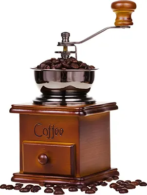 Produktbild von Mini Manuelle Kaffeemühle – Vintage Holz-Kaffeemühle für Dekoration und Display, Antike Mühle für Kaffeepulver, Klassische French Press im Retro-Stil