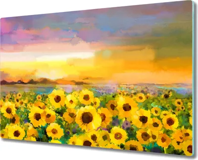 Produktbild von Coloray Herdabdeckplatte 80x52 cm Schneidebrett Kochplattenabdeckung Küchenbrett Hackbrett - Blumen Sonnenuntergang