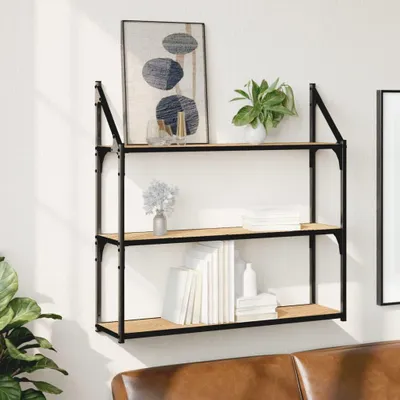 Obrázok produktu pre vidaXL Nástenná polica 3 priehradky Sonoma Oak 80x21x78,5 cm odvodený výrobok z dreva