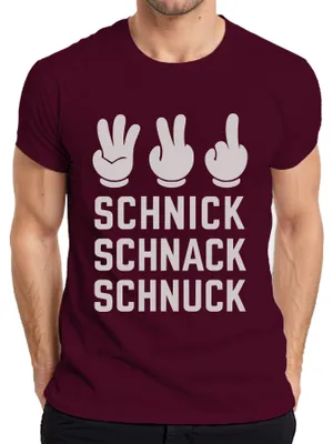 Produktbild von Schnick Schnack Schnuck Spiel Handzeichen Geschenk Lustig Retro Herren T-Shirt, Burgundy, L