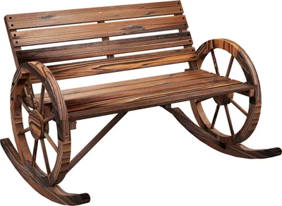 Produktbild von Schaukelbank Aus Holz, Schwingbank Mit Armlehne, 2 Sitzer Gartenbank, Holzbank Für Garten, Balkon, Bis 240 Kg Belastbar, Verkohlt