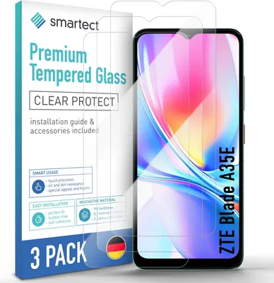 Produktbild von 3x Schutzglas Panzerfolie Klar für ZTE Blade A35E Displayschutz Hartglas Glas