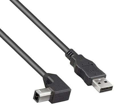 Immagine prodotto di Cavo USB 2.0 A-B 2m, nero, connettore a 90°