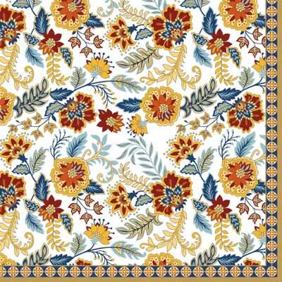 Immagine prodotto di 20 tovaglioli Paisley Abundance - Fiori popolari con viticci colorati 33x33cm