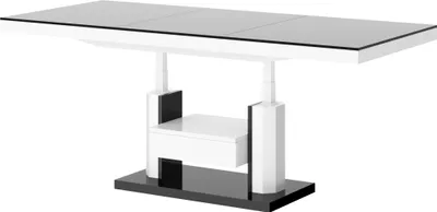 Produktbild von Design Couchtisch Tisch mit Schublade HM-120 Hochglanz stufenlos höhenverstellbar ausziehbar Esstisch