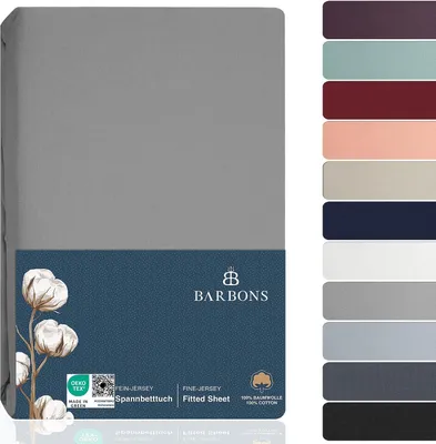 Produktbild von Bettlaken 120x200 cm, 100% Baumwolle – Bettwäsche, Spannbettlaken, -, Jersey für Boxspringbetten und Matratzen bis zu 27 cm Höhe, Hellgrau, 120 x 200