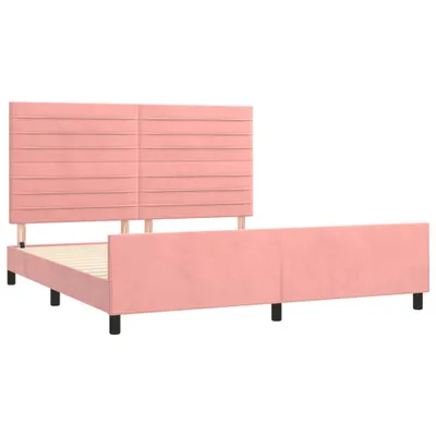 Produktbild von Bettgestell mit Kopfteil Rosa 160x200 cm Samt