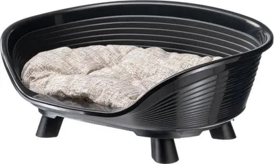 Zdjęcie produktu dla Legowisko dla psa kota Ferplast, rozmiar M 64 x 48 x 25 cm, czarne, z poduszką Relax, plastikowe
