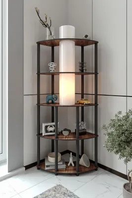 Produktbild von Opviq, Industrielle Stehlampe aus Craft-Papier & MDF, Walnuss, 150 cm hoch, 1 x E27, max. 40 W, IP23, elegantes Design für moderne Wohnräume, ohne Glühbirne.
