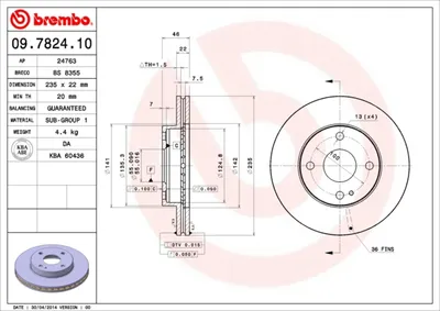 Produktbild von BREMBO Bremsscheiben (2 Stück) Vorderachse 09.7824.10