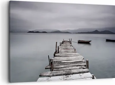 Produktbild von Bild auf Leinwand - Leinwandbild - Brücke See - 100x70cm - Wand Bild - Wanddeko - Wandbilder - Leinwanddruck - Bilder - Kunstdruck - Wanddekoration - Leinwand bilder - Wandkunst - AA100x70-3547