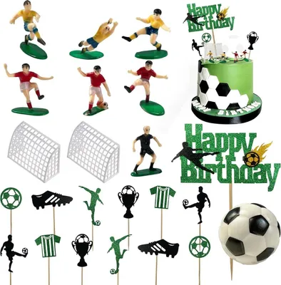 Image de Set de décoration de gâteau de football pour anniversaire d'enfant - 23 pièces