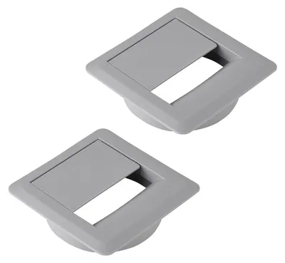 Produktbild von CAVO Kabeldurchlass 70 x 70 mm Ø 60 mm grau – Kabeldurchführung Schreibtisch (2er Set)