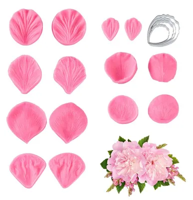 Silikonformen Hibiskus Blütenblätter mit Ausstechrahmen, 1 Set