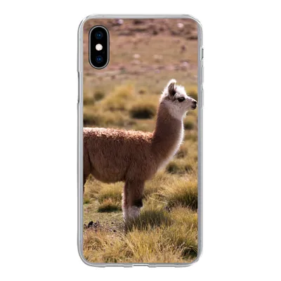 Produktbild von MuchoWow® Handyhülle Schutzhülle Hülle für iPhone Xs Alpaka - Braun - Natur Silikon Softcase Handy Hülle - Handytasche
