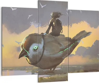 Produktbild von Bild auf Leinwand - Leinwandbild - Fantasie Vogel - 130x100cm - Wand Bild - Wanddeko - Wandbilder - Leinwanddruck - Bilder - Kunstdruck - Wanddekoration - Leinwand bilder - Wandkunst - CB130x100-3933