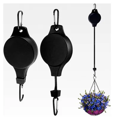 Produktbild von 2 Stück Einziehbare Pflanzenrolle, Verstellbarer Haken für Blumenampeln und Hängetöpfe