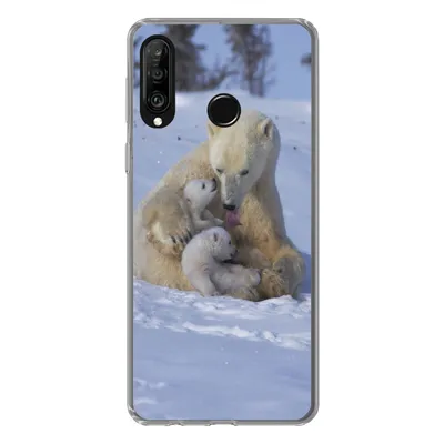 Produktbild von MuchoWow® Handyhülle Schutzhülle Hülle für Huawei P30 Lite Eisbären - Schnee - Weiß Silikon Softcase Handy Hülle - Handyhülle