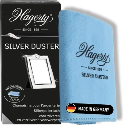 Produktbild von Hagerty - Silver Duster Silberputztuch mit Anlaufschutz 55 x 35 cm, Imprägniertes Silber-Poliertuch aus Baumwolle , Effizientes Reinigungstuch