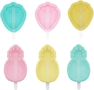Immagine prodotto di Set di stampi per ghiaccio in silicone, 6 pezzi, impilabili, vari colori, senza BPA, con coperchio
