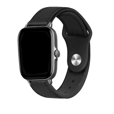 Produktbild von Strap-it Amazfit Bip Leder-Hybridarmband (Schwarz)
