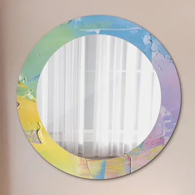 Produktbild von Spiegel Rund mit Aufdruck - Wandspiegel Design Wandmontage – Badspiegel - Öl Farbe Textur - Runder: Ø60 cm