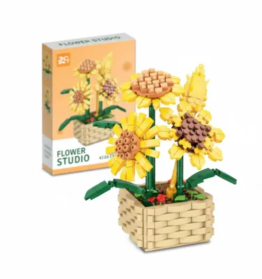 Produktbild von COIL Spielbauklötze, Blumenstrauß, Bausteinset, Spielbausteine, Baukasten, Botanische Sammlung, Wohndekor, Modell: 9110A, Gelb, 550 St.
