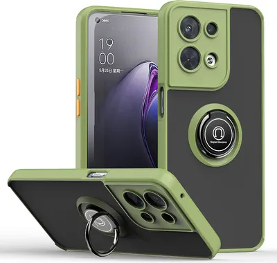 Produktbild von OPPO Reno8 Hülle, Ring Halter Ständer Matte Transluzent TPU Rahmen Stoßfest Schutzhülle für OPPO Reno8