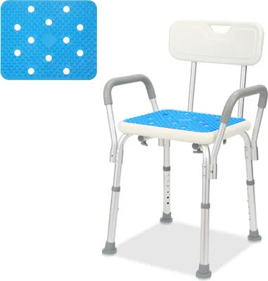 Produktbild von Jopassy Duschhocker Badhocker Höhenverstellbar Duschstuhl bis 136kg  Badsitz mit arm und rückenlehne Quadrat