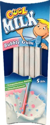 Produktbild von Cool Milk Trinkhalm Bubble Gum Kaugummi zum Trinken 5 Stück 30g