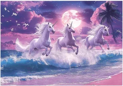 Produktbild von Fototapete Kinderzimmer Mädchen Einhorn Pferde - 350x250 cm - inklusive kleister - Vlies Tapete Kinder - Vliestapete Modern Wandtapete - Kindertapete