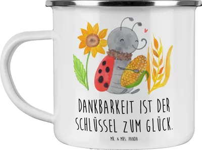 Produktbild von Mr. & Mrs. Panda Pott Erntedankfest Dankbarkeit - Weiß - Geschenk, Freunde, becher emaille, besondere Anlässe, Tasse, Thanksgiving, Haferl, Feiertag, Geschenke, Familie