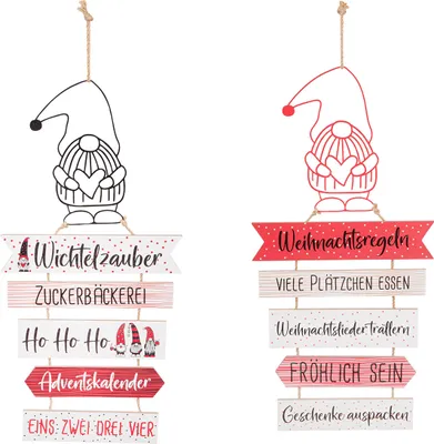 Zdjęcie produktu dla Gilde Hänger, "Bärti", Wichtelmotiv, Metall, rot, schwarz, weiß, VE 4, 2 Stück wie abgebildet, L. 1 cm, B. 27 cm, H. 62 cm 54387
