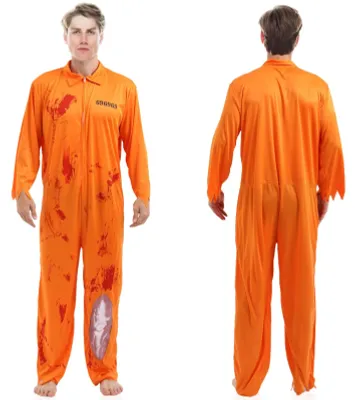 Obrázek produktu pro Solidchoice - Oranžový vězeňský kostým pro dospělé, ideální na Halloween