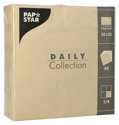 Produktbild von 70 Servietten "DAILY Collection" 1/4-Falz 32 cm x 32 cm sand