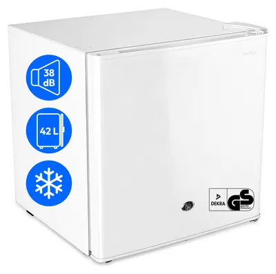Produktbild von MEDION Mini Kühlschrank mit Schloss und Eisfach (klein, leise, abschließbar, 42L kleiner Kühlschrank für Büro Hotels Minibar Camping Gaming, Speisen & Eis, Türanschlag wechselbar, MD 370001) weiß