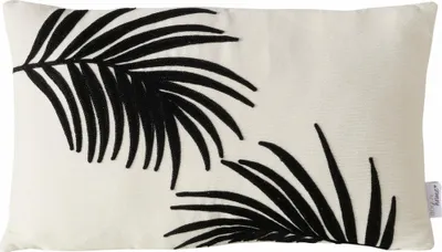 Produktbild von Boltze PARNA Dekokissen, 30x50cm, beige/schwarz, mit 3D Palmstickerei