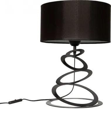 Produktbild von Orbit - Lampenschirm Tischlampe Modern - Elegante Nachttischlampe - Tischleuchte E27 - 45x30 cm - Schwarz und Schwarz - Orbit