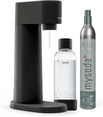 Produktbild von Mysoda Woody, Design-Wassersprudler (Black) mit 1L Flasche und CO2 Zylinder