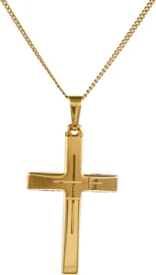 Produktbild von Gold Anhänger Kreuz mit Goldkette massiv 585 - 14 Karat Gold 36 cm