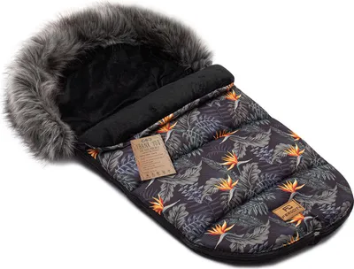 Produktbild von Baby Fußsack Minky WinterFußsack für Kinderwagen, Maße 85 cm, für Buggy, mit Kunstfell Kaputze, Palmen [071]