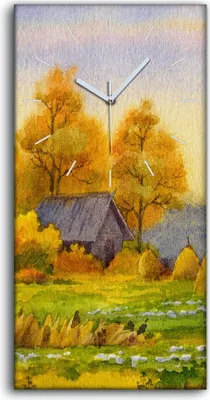 Produktbild von Wandbild Leinwand Bilder Wanduhr Geräuschlos 30x60 Gemälde Herbst auf dem Lande - weiße Hände